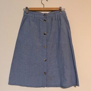 A.P.C. Light Blue Cotton Chambray Knee Length Skirt 36 Small
